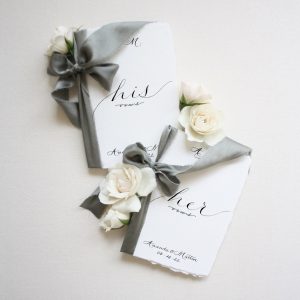 His & Her Vow Books - Handwritten calligraphy on handmade paper